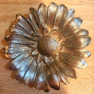 Vintage Brass Sunflower Trinket Dish